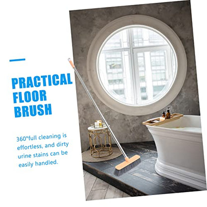 COLLBATH Stainless Steel Cleaning Floor Brush Long-Handle Bathroom Broom Grout Brush Mop Head Comfortable to Hold - color: Multicolor