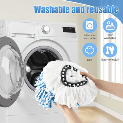 Mop Heads Replacements for O Ceda,Mop Replace Head for Oceda Easywring 1 Tank,4 Spin Mop Replacement Head 1 Scrub Brush and 1 Base Deep Cleaning & Machine Washable