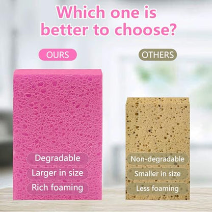 Cellulose Sponges, Large Size 4" x 6" x 1" - Heavy Duty Scrub Kitchen Sponge, Clean Tough Messes Without Scratching Kitchen Cleaning Pads, Pop Up Eco DIY (6 Pack), Pink - color: Pink