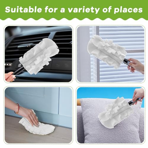 Zubebe 6 Pcs Duster Refill Reusable Fleece Duster Refills Feather Flat Dusters Multi Surface Washable Cleaning Pads Tools for Home, Blinds, Car, Pet, Furniture, Fans (White) - color: White