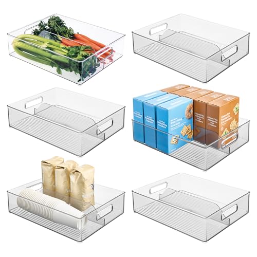 iDesign Divided Pantry Bin with Handles, Set of 6, Clear | For Pantry, For Refrigerator, For Freezer - style: Pack of 6