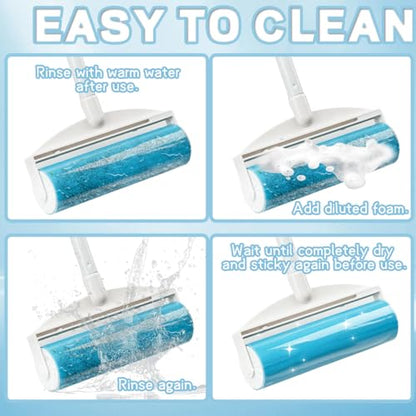 8 Inches Reusable Lint Rollers,Retractable Sticky Lint Roller,Portable Lint Roller,Lint Rollers for Pet Hair Extra Sticky,Washable Lints Rollers Suitable for Cleaning Sofa,Floor,Blanket