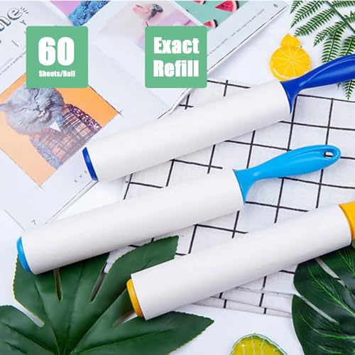 8.7 inch Lint Roller Refills Only, Compatible with Mammoth Lint Roller, Extra Large Sticky Roller Refill 5 Rolls, 60 Sheets per Roll, Total 300 Sheets, Perfect for Pets (8.7'' Wide) - size: 8.7'' Wide (Pack of 5, Total 300 Sheets)