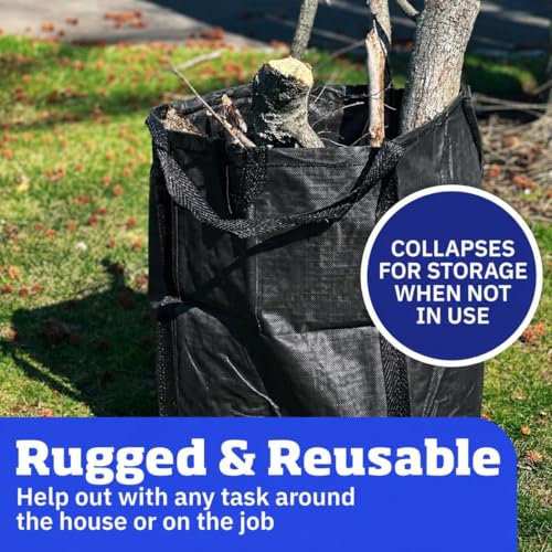 DURASACK Heavy Duty Home and Yard Bags 48-Gallon Reusable Self-Standing Lawn and Leaf Bags Garbage Can with Reinforced Handles, Black - color: Black