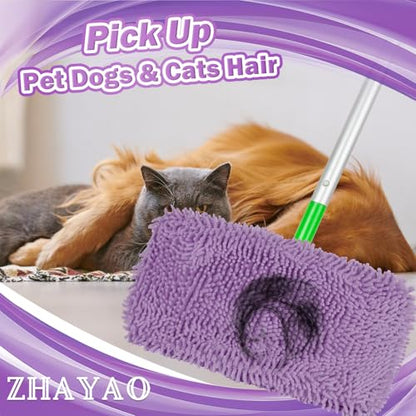 6Pcs Reusable Microfiber Mop Pads Compatible with Swiffer Sweeper, Wet and Dry Flat mop Cover, Replacement Sweeping Mopping pad Refills for Surface/Hardwood Floor Cleaning - color: Purple 6 Pack