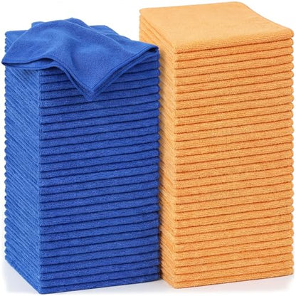 Nuenen 60 Pcs Microfiber Cleaning Cloths for Cars 16 x 16 Inch Ultra Absorbent Car Towels Drying Reusable Cleaning Supplies House Kitchen Window Microfiber Towel (Yellow,Blue) - color: Yellow,blue