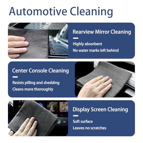 Pack of 5 Thickened Microfiber Shop Towels Reusable Lint Free Streak Free Absorbent Dust Cloth for Glass Mirror Cars Kitchens Home Automotive Mechanic Garage Cleaning