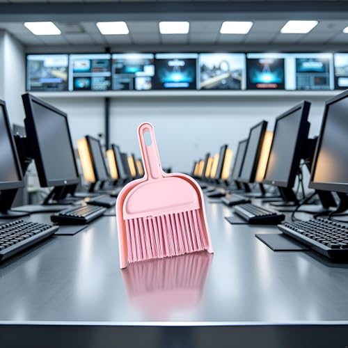 Plastic Mini Broom and Dustpan,Mini Cleaning Brush with Dustpan Set Desktop Cleaning Accessories,Pink with Set,Plastic Broom