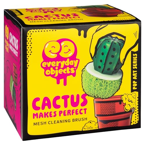 Cactus Makes Perfect – Mesh Scrub Brush for Dishes | Funny Cactus Sponge for Kitchen Cleaning
