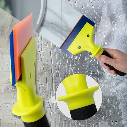 NEWISHTOOL 2 Pack Rubber Squeegee with Nylon Handle for Water Removal, Glass Cleaning, PPF Installing and Window Film Application (5-Inch Blade with Short Handle) - size: 5-Inch Blade with Short Handle