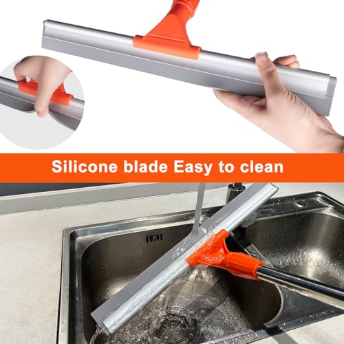 ITTAR Floor Squeegee with 60" Stainless Steel Handle, 17.2" Silicone Blade Floor Scrubber for Bathroom, Shower, Garage, Tile, Window and Water Removal