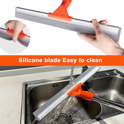 ITTAR Floor Squeegee with 60" Stainless Steel Handle, 17.2" Silicone Blade Floor Scrubber for Bathroom, Shower, Garage, Tile, Window and Water Removal