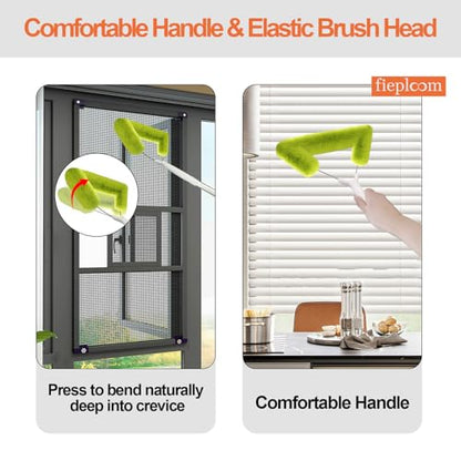 Window Screen Cleaning Brush with 62in Extension Pole, Innovative Fibre Mesh Screen Cleaner for Window Mesh, Patio Screens, Screen Doors, Pool Cage & Fence - Dry or Wet Use