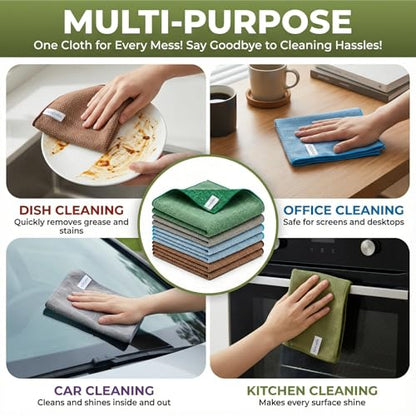 2-in-1 Scrub & Wipe Microfiber Cleaning Cloths – Non-Scratch Scrubbing Side + Soft Absorbent Side – Reusable Dual-Sided Cleaning Towels (6 Pack) - size: 6 Pack