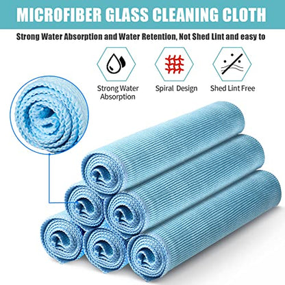 Tatuo 18 Pcs Microfiber Glass Cleaning Cloths (16 x 16) Polishing Cloth - Streak Free - Lint Free - Quickly Clean Windows, Glasses, Windshields, Mirrors, Stainless Steel, Monitor(Blue) - color: Blue