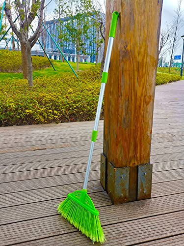 Three-Section Telescopic Aluminum Alloy Rod Long-Handled Broom for Housekeeping Garden Camping Outdoor&Indoor, 3 CPS Green - color: 3pcs Green