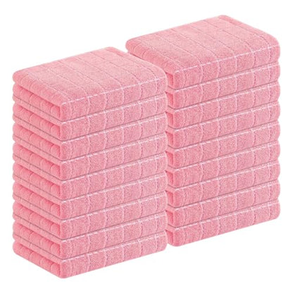 Homaxy 100% Cotton Terry Kitchen Towels(Pink, 13 x 28 inches), Checkered Designed, Soft and Super Absorbent Dish Towels, 18 Pack - color: Pink, size: 13 X 28 - 18 Pack