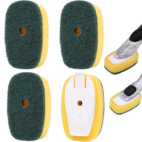 Sponge Brush Refills for OXO Dish Brush, 4 Pack Soap Dispensing Dish Refills, Scrub Replacement Head for Scrubber, Sponge Replacement Head Fits Soap Dispensing Handle - color: Green-4pack