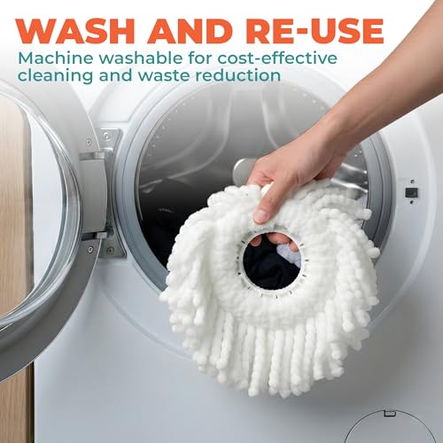 Grazie Spin Mop Head Replacements – Premium Microfiber Mop Refills – Ultra-Absorbent, Washable Heads – Compatible with Most Spin Mop Systems – Ideal for Tile, Hardwood & Laminate Floors – 2-Pack