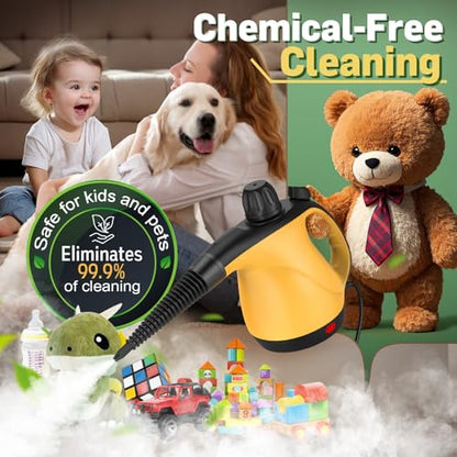 Multi-Surface Pressurized Handheld Steam Cleaner with 11Pcs Accessories, Chemical-Free Portable Steamer for Cleaning, Hand Held Steam Cleaner for Home|Car|Furniture|Floor|Tile|Grout|More