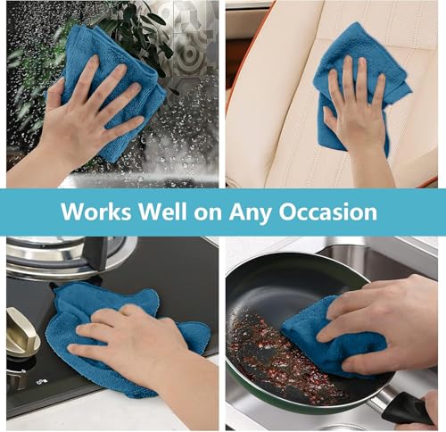 HOMEXCEL Navy Blue Microfiber Cleaning Cloth, 50 Pack Cleaning Towels for Kitchen, Lint Scratch Free, Highly Absorbent, and Reusable Cleaning Rags for House, Window and Glass, Cars, 11.5 X11.5 inch - color: Navy Blue