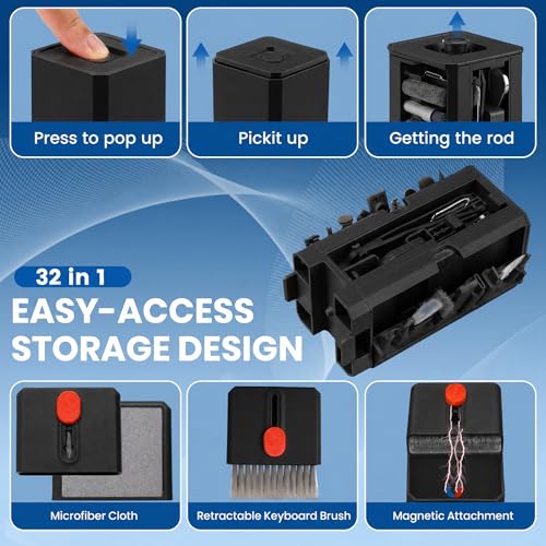 2026 Upgrade Phone Cleaning Kit 57PCS, iPhone Cleaning Kit, Airbud Cleaning Kit for AirPods, Keyboard Cleaning Kit, Charging Port Cleaner for Apple Lightning/Android USB-C (Black, with 10 Mini Brush) - color: Black (57PCS)