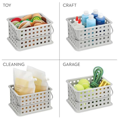 iDesign Shower Caddy Basket with Handle, Light Gray | For Bathroom or College Dorm, Made in USA - color: Light Gray, style: Pack of 1