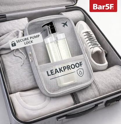 Bar5F Pump Bottle 32-Ounce 1-Liter Empty for Shampoo Conditioner Body Wash Lotion BPA-Free Crystal-Clear (Pack of 1)