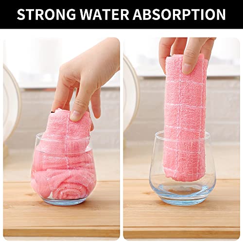 Homaxy 100% Cotton Terry Kitchen Towels(Pink, 13 x 28 inches), Checkered Designed, Soft and Super Absorbent Dish Towels, 12 Pack - color: Pink, size: 13 X 28 - 12 Pack