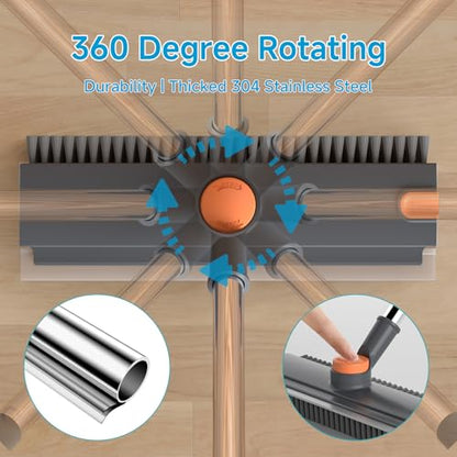 Pool Scrub Brush with 52" Pole, 3 in 1 Pool Cleaning Brush with Squeegee, Floor Scrub Brush with Long Handle, Deck Brush for Swimming Pool Tile Wall Patio Concrete Gray - color: Gray