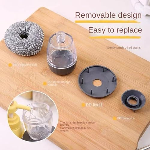 cdar Automatic Liquid Washing Brush with Replaceable Head Built-in Soap Dispenser Pot Brush Kitchen Cleaning Tool A - color: A