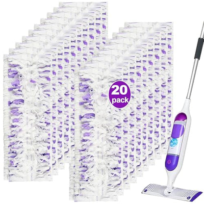 Pure Realm 20 Count Disposable Power mop Pads Compatible with Swiffer Power mop Refills and Wood PowerMop, Multi-Surface swiffer Wet Pads Refills Replacement Use for Floor Cleaning - color: Purple 20 Mop Pads