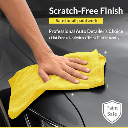 Yellow Microfiber Towels (Value Pack of 36) Size 16x16 Inches - Highly Absorbent Cleaning Rags, Lint Free Towels, Reusable and Washable, Microfiber Cleaning Cloths - color: Yellow