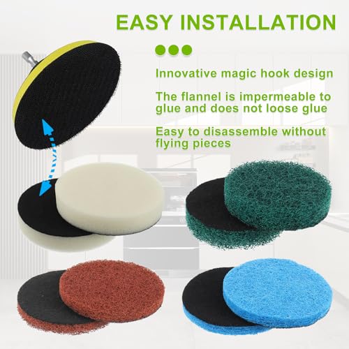 16pcs Electric Cleaning Brush Pad Set 4 Foam Pads 4 Kitchen Mats 4 Heavy Duty Pads 4 Microfibre Pads fit for Bosch Home/Garden 6033 Battery Cleaning Brush - size: Blue Green White Red