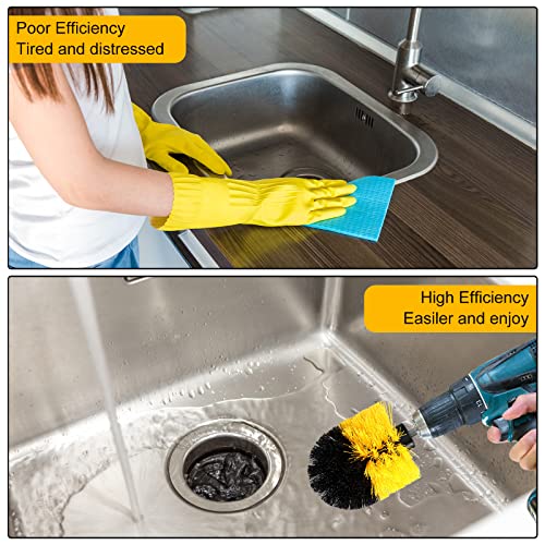 Drill Brush Nylon Drill Brush Attachment Electric Power Scrubber Scrub Brush Multi Purpose Cleaning Supplies for Drill Bathroom Surfaces Tub Grout Shower Kitchen Tile Auto Car (Yellow, 12 Pcs)