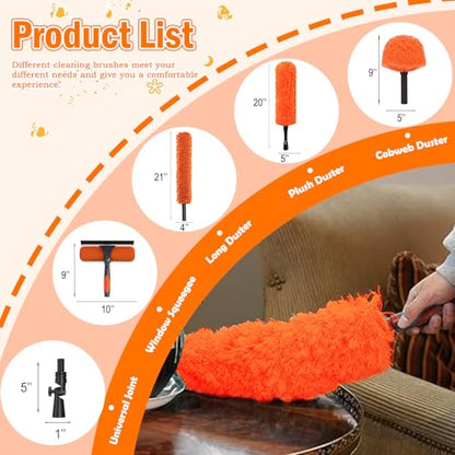 LAANPOLE 30FT High Reach Duster Cleaning Kit with Extension Pole, High Ceiling Fan Cleaner Duster Tool for Fan Blades, Window Washing Kit with Microfiber Feather Duster & Window Squeegee - size: 24FT