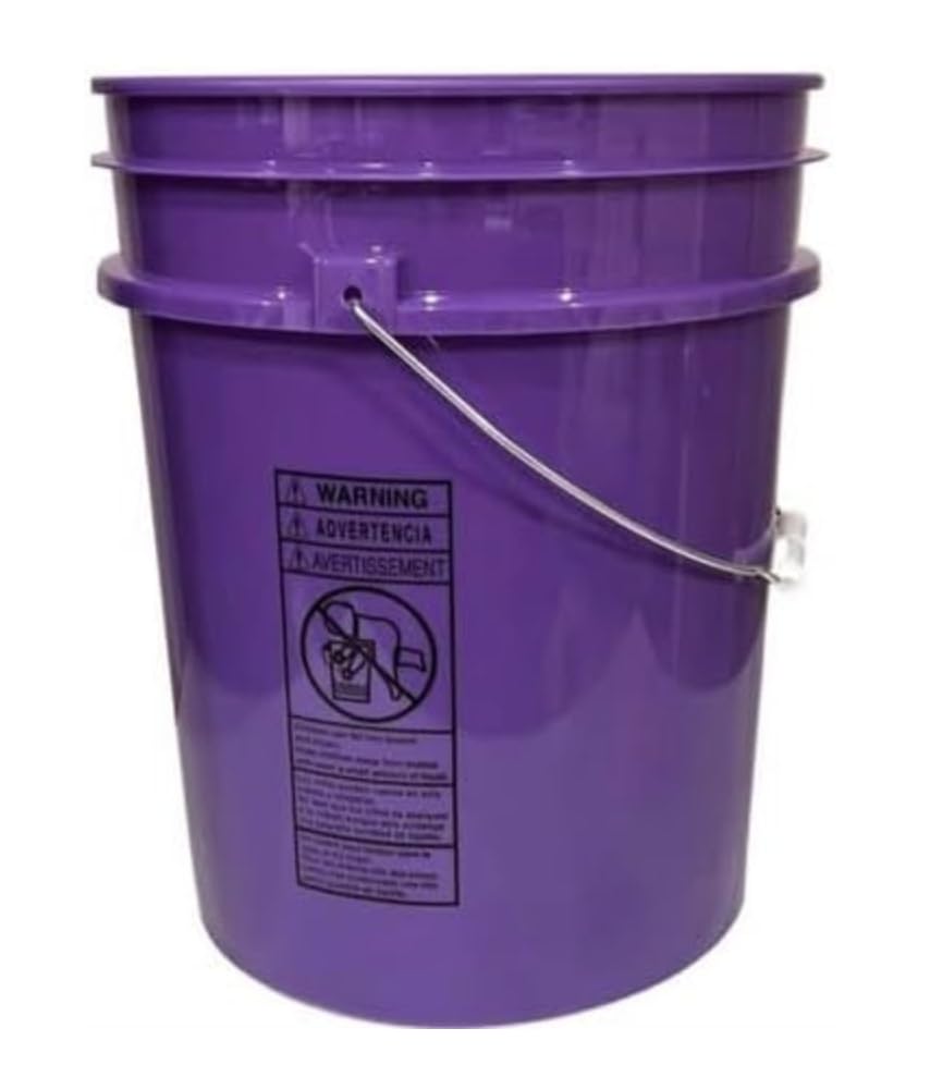 House Naturals 5 Gallon Premium HPDE Plastic Bucket - Made in USA Food Grade Storage Container, BPA Free All Purpose Pail (1, Purple) - color: Purple