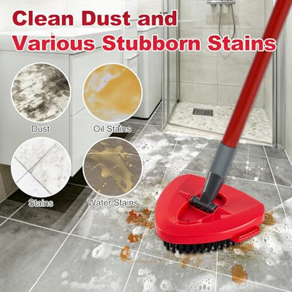 Mop Scrub Brush & Replacement Base for O-Cedar EasyWring 1-Tank | Heavy duty stiff bristle replacement triangle brush & base combo, perfectly fits O-Cedar EasyWring 1-Tank spin mop - size: 1 Scruber + 1 Base