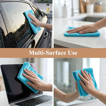 30 Pack Microfiber Cleaning Cloths, Dish Towels for Kitchen, Cleaning Rags for Car, Window, Bathroom, Household, Ultra Absorbent Cleaning Supplies Lint Free Streak Free, Reusable & Washable (Blue) - color: Blue