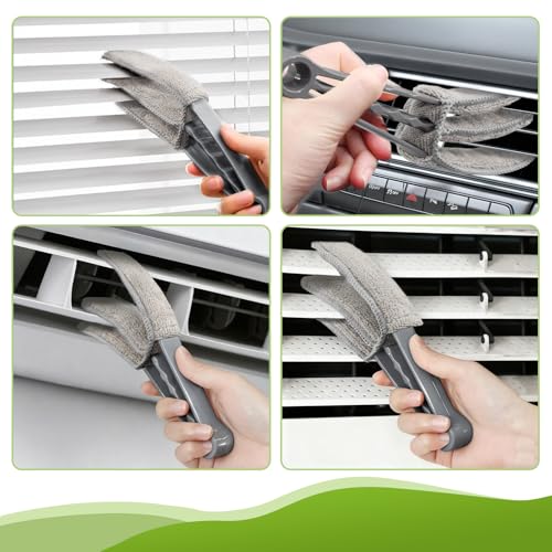 15-Piece Microfiber Feather Duster Set with Extension Pole (16.1" to 100"), Bendable Flat Duster for Under Appliances, Cobweb & Ceiling Fan Duster for Cobweb, Ceiling Fan, Blind, Furniture - color: 15-piece Set With Flat Gap Cleaner*2+chenille Head*2