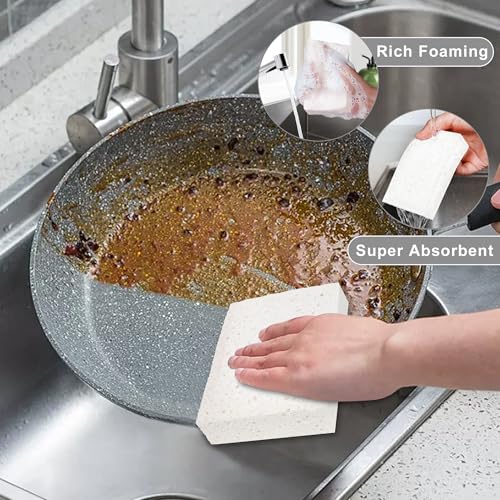 Extra Large Dish Sponges Kitchen for Cleaning, Natural Cellulose Sponges Reusable and Biodegradable, Non Scratch Sponge for Dishes Household Use (2-Pack) - color: Grey / White