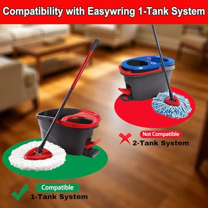 10 PCS Spin Mop Replacement Head,100% Microfiber Mop Heads Replacements Compatible with Cedar Easywring 1-Tank System, 360 Degree Round Mop Refills for Easy House Cleaning Floor Mopping - size: 10PCS