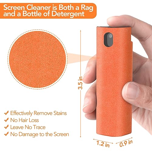 2 Pcs Fingerprint Proof Screen Cleaner, 3 in 1Touchscreen Mist Cleaner Spray Wipe Cleaner Screen Cleaner Soft Fiber Flannel,Safe for All Phones Glasses Tablet Laptop Screens - color: Rouge Hermes