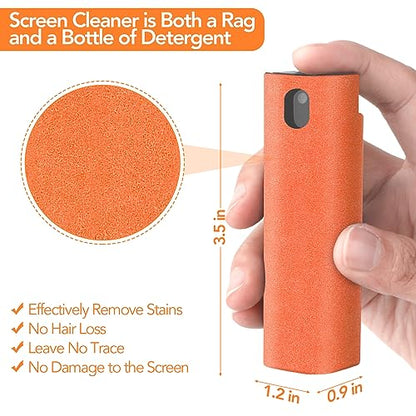 2 Pcs Fingerprint Proof Screen Cleaner, 3 in 1Touchscreen Mist Cleaner Spray Wipe Cleaner Screen Cleaner Soft Fiber Flannel,Safe for All Phones Glasses Tablet Laptop Screens - color: Rouge Hermes