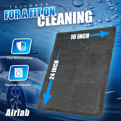 Airlab Car Drying Towel Microfiber Towels for Cars 1200 GSM Wash Auto Detailing Supplies Twist Pile Cleaning Cloth Absorbent Quick Dry Soft Loop Dry Flash Towel, 24 x 16 Inch, Pack of 1, Grey - color: 24 X 16 Inch, Pack of 1, Dark Grey, 1200 Gsm