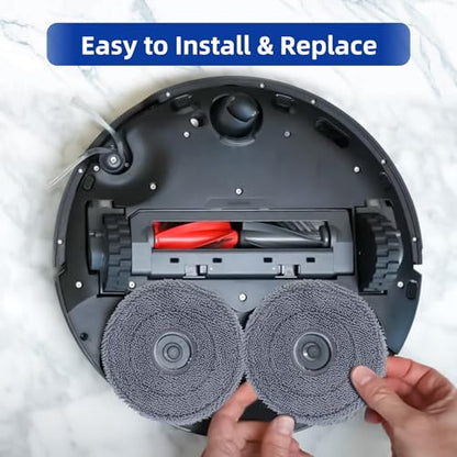 VIEWALL 8 Pack Rotating Mop Pads for Roborock Saros 10R, Saros 20, Saros Z70, Qrevo Edge 2, Qrevo CurvX Vacuum Cleaner, Washable Microfiber Mop Cloth Replacement Accessories - size: Saros Mop Pads 8 Pack