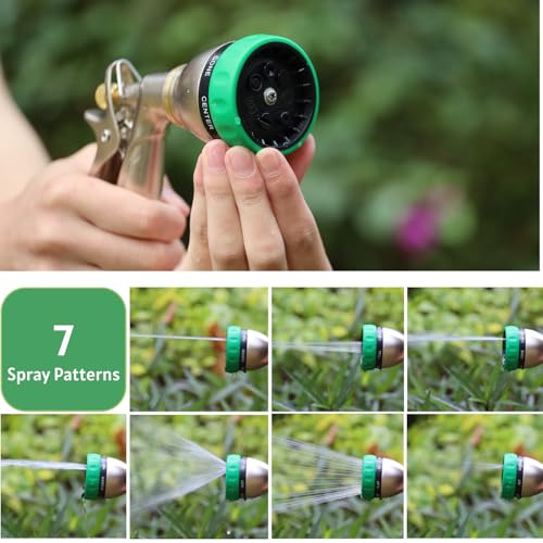 HOSUN 100% Metal Heavy Duty Garden Hose Nozzle Sprayer | 7 Spray Patterns, Lockable Rear Trigger, High Pressure for Plant Watering, Lawn Care, Car Washing & Pet Bathing