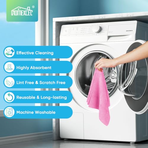HOMEXCEL Pink Microfiber Cleaning Cloths, 20 Pack Cleaning Rags - Lint Free & Scratch-Free Microfiber Towels for Cars, House & Kitchen, Absorbent Cleaning Towels, 11.5 x 11.5 Inch - color: Pink