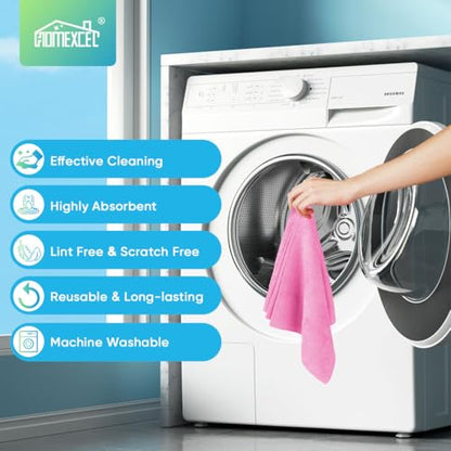 HOMEXCEL Pink Microfiber Cleaning Cloths, 20 Pack Cleaning Rags - Lint Free & Scratch-Free Microfiber Towels for Cars, House & Kitchen, Absorbent Cleaning Towels, 11.5 x 11.5 Inch - color: Pink
