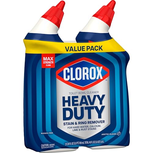 Clorox Toilet Bowl Cleaner Heavy-Duty Gel, Arctic Clean, Bleach-Free Stain Remover, Kills 99.9% of Germs, 24 oz, Pack of 2